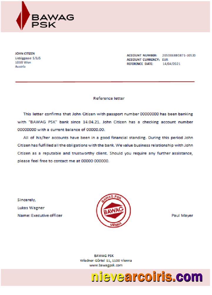 Austria BAWAG PSK reference